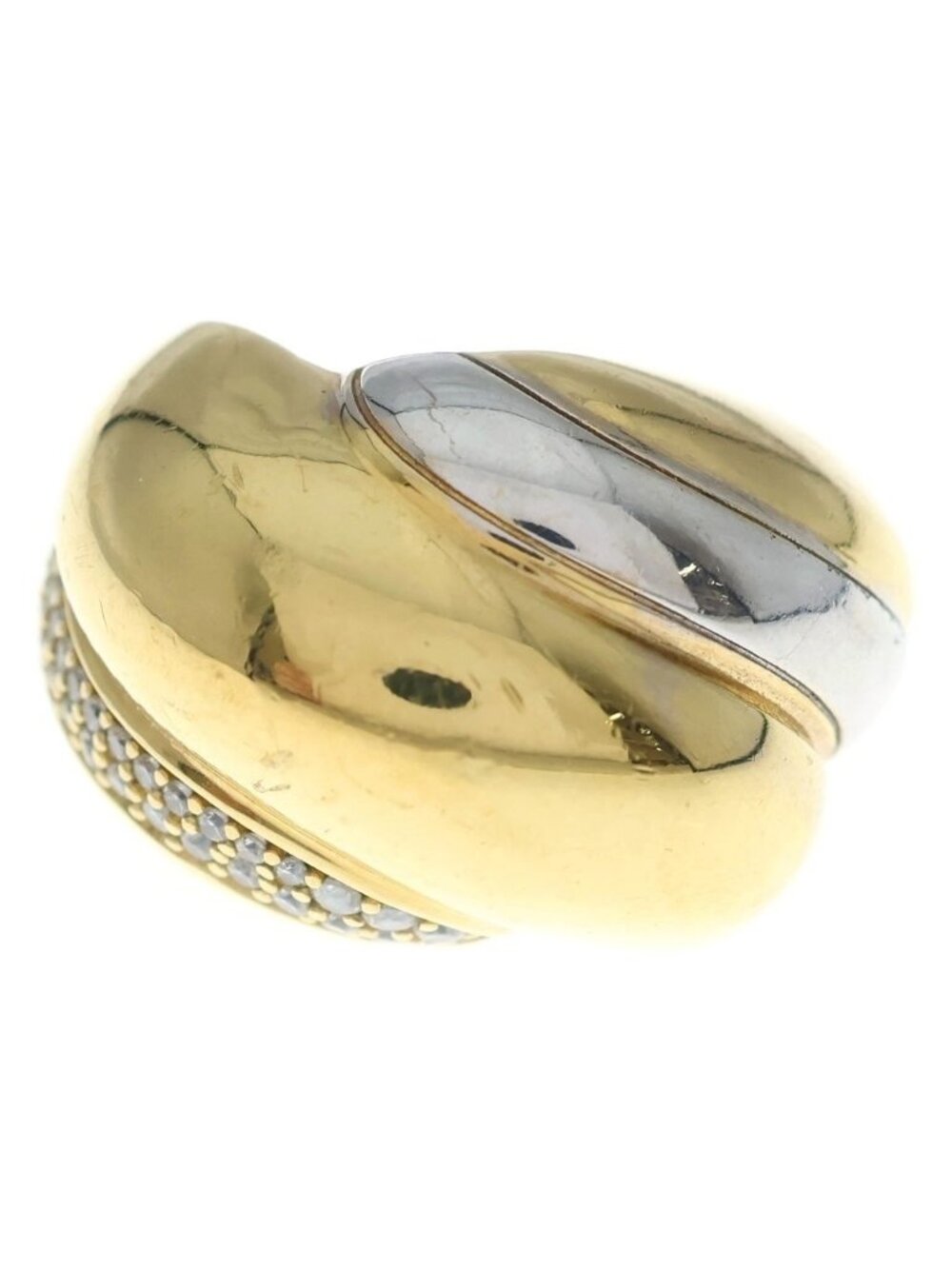 Saint Laurent Paris Crystal Whirlwind Ring Gold Silver